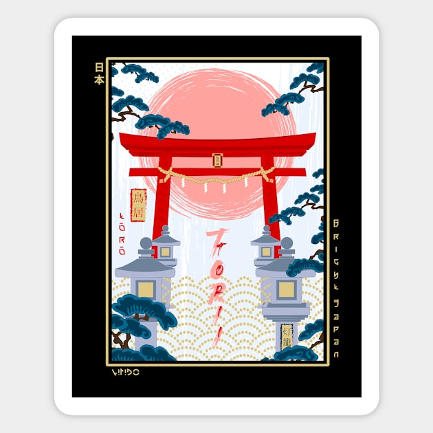 Torii landscape Ukiyo-e Magnet by Wimido